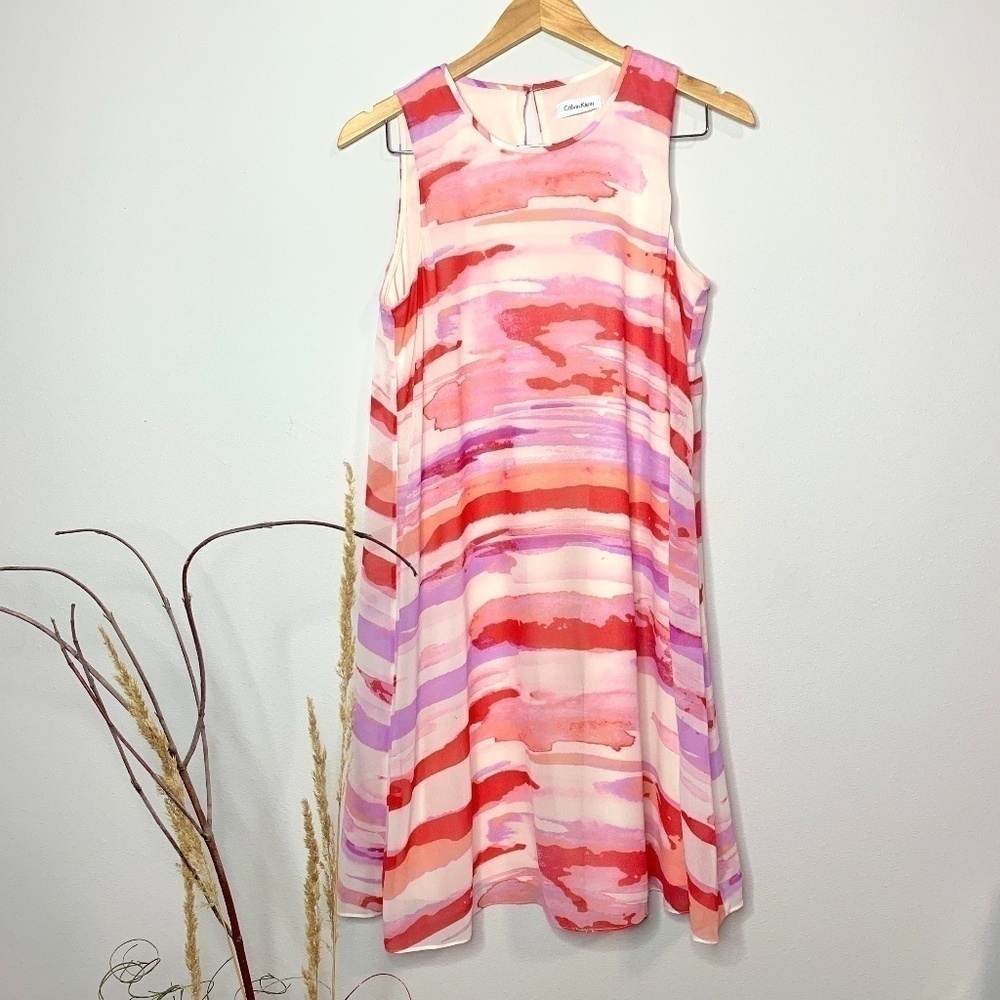 Calvin Klein Colorful Flare Sleeveless Dress